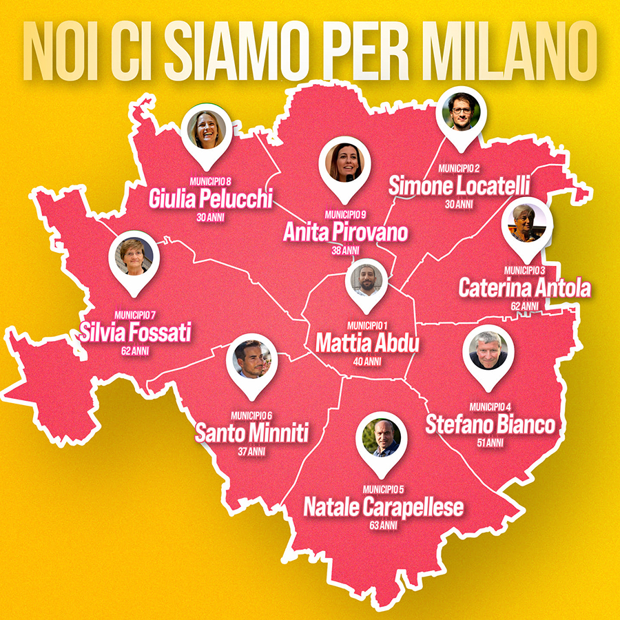 Cartina municipi milano candidati centrosinistra 2021 800x